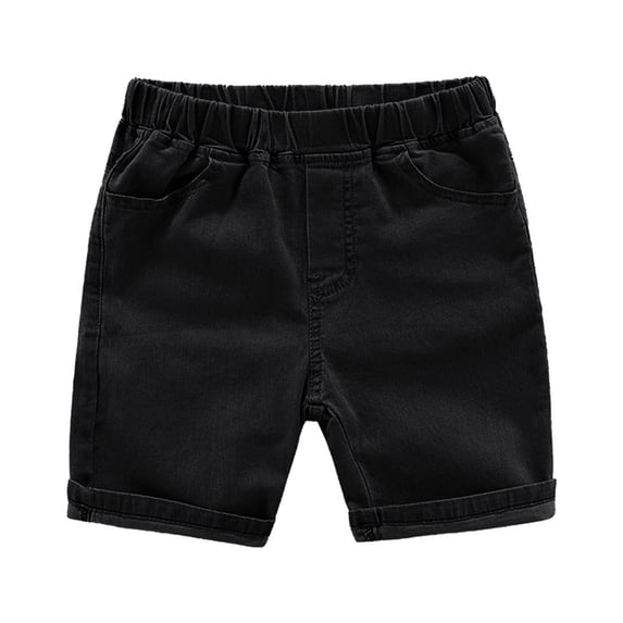 EnJoCho Stretch Chambray Shorts - Soft Denim Playwear for Toddlers | Boys & Girls Elastic Waist Jeans (3-4 Years,Black)