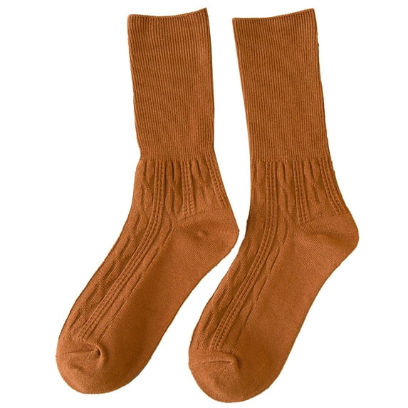 EnJoCho Striped Medium-Length Socks For Women Solid Color Stacked Socks Wind Loose Tube Cotton Socks Fashion Lady Socks Solid Color High Cut Socks For Women