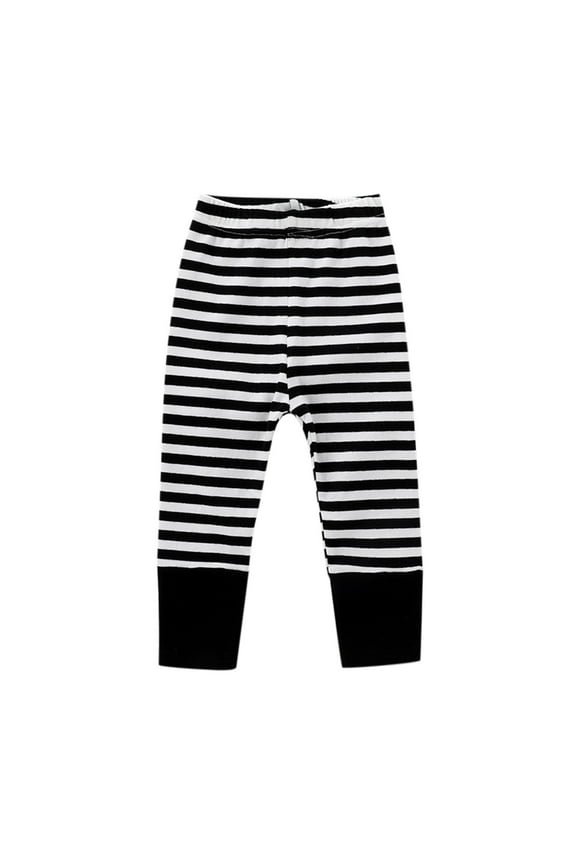 Striped Patchwork Leggings with Four-Way Stretch - Gym to Playground Transition Pants for Baby Boys Girls Active Wear (18-24 Months,Black)