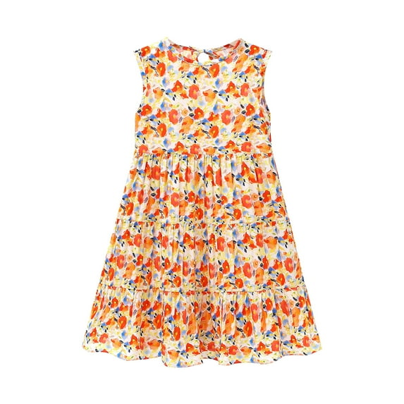 EnJoCho Summer Children's Dress Rayon Silk Girl's Cake Dress Big Child Dress Boho Beach Dress Little & Big Children Summer Fashion Party Dresses 13-14 Years