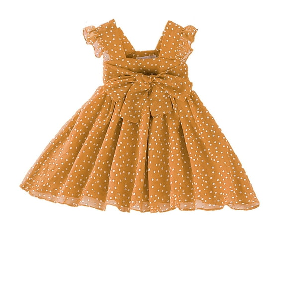 EnJoCho Summer Girls Bowknot Dress Western Style Polka Dot Sleeveless Princess Dress Tulle Dance Dress Little & Big Children Fashion Party Dresses 3-4T