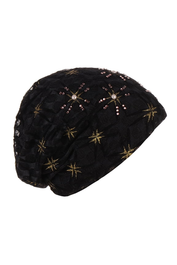 Summer Hair Cover for Women Fashion Cap Pearl Pullover Cap Comfortable Multi Color Pile Cap Elastic Hat for Ladies