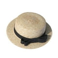 thumbnail image 1 of EnJoCho Summer Sunhat Parent-child Women Baby Kids Girl Beach Bow Straw Flat Brim Round Sun Hat Cap with Small Furry Balls, 1 of 3