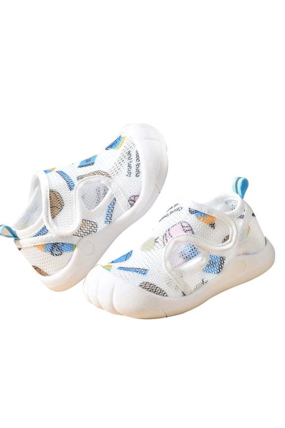 Summer Toddler Sandals Half-Open Toe Shoes, Non-Slip Flexible Sole Baby Walking Shoes, Breathable Lightweight Play Sandals for Boys Girls with Cushioned Insole