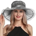 thumbnail image 1 of EnJoCho Sun Hat for Ladies Women's Vintage Mesh Wide Brim Wedding Dress Hat Floral Shade Holiday Brim Top Hat, 1 of 9