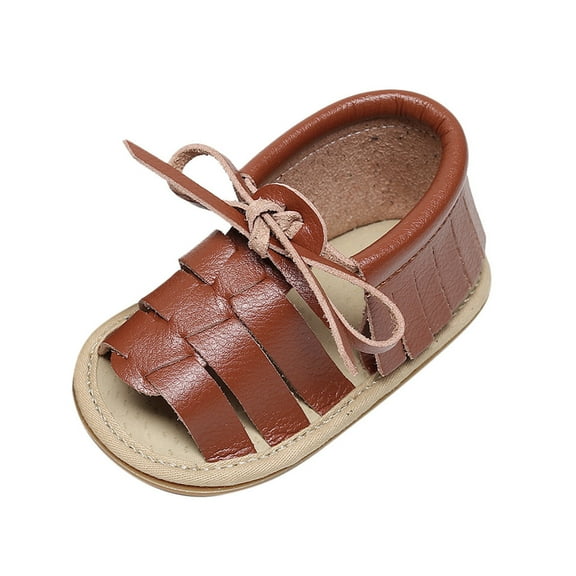 EnJoCho Tassel Accent Toddler Sandals for Boys Girls, Solid Color Open-Toe Flat Sandals with Non-Slip Sole & Adjustable Fit for Beach Trips & Water Play