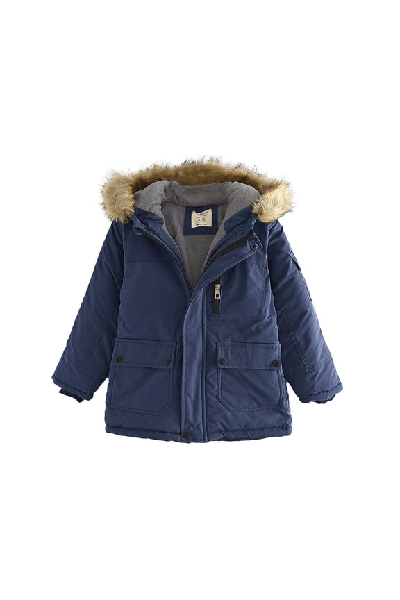 Teen Boys F𝗎r Hood Fleec𝖾 Lined Thick Jacket Windproof Waterproo𝖿 Parka Winter Warm Heavyweight Coat Outerwear Snow Ski Cold Weather Casual Jacket
