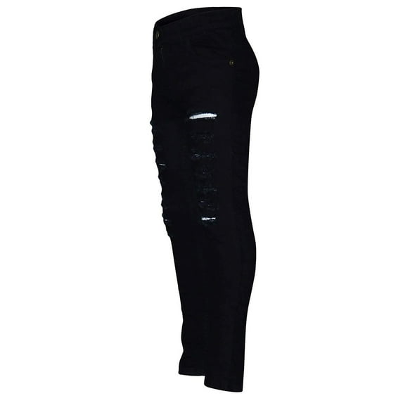 EnJoCho Teen Girl Cool Denim Leggings Big Girl 3-14 Years Old Children's Fashion Tight Hole Pocket Button Zipper Long Jeans Black Blue