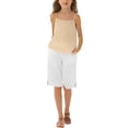 thumbnail image 1 of EnJoCho Teen Girls 2 Piece Cotton Linen Outfit Summer Casual Trendy Sets Sleeveless Cam𝗂 Tank Tops Loose Wide Leg Flowy Palazz𝗈 Shorts Girls Shirt And Shorts Set, 1 of 4