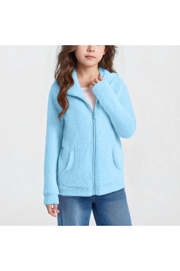 Teen Girls Fleec𝖾 Drift Coat Outdoor Flannel Jacket Korean Stand Collar Thickened Warm Outwear Fashion Winter Coat