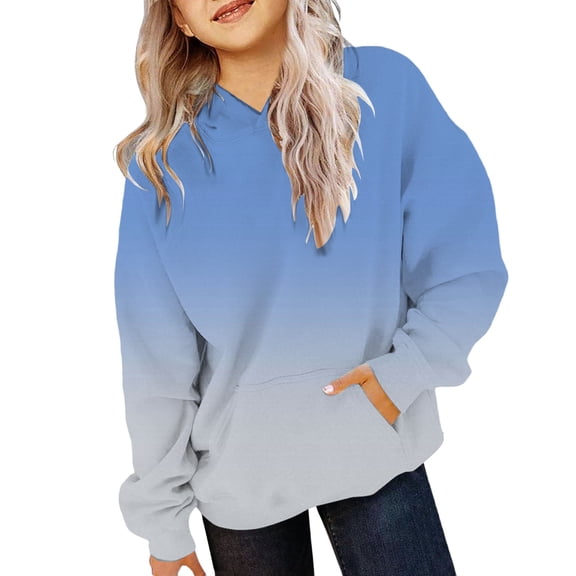 EnJoCho Teen Girls Hoodie Oversized Long Sleeve Gradient Pullover Cute Streetwear Y2K Hooded Sweatshirt Top Clothes