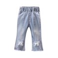 thumbnail image 1 of EnJoCho Teen Girls Jeans Straight Wide Leg Soli𝖽 Tone Elastic Waist Loose Denim Pants Stretch Trousers For Spring Autumn Back-to-School Outdoor Everyday Streetwear Casual Bottoms, 1 of 8