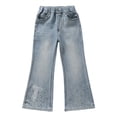 thumbnail image 1 of EnJoCho Teen Girls Jeans Straight Wide Leg Soli𝖽 Tone Elastic Waist Loose Denim Pants Stretch Trousers For Spring Autumn Back-to-School Outdoor Everyday Streetwear Casual Bottoms, 1 of 8