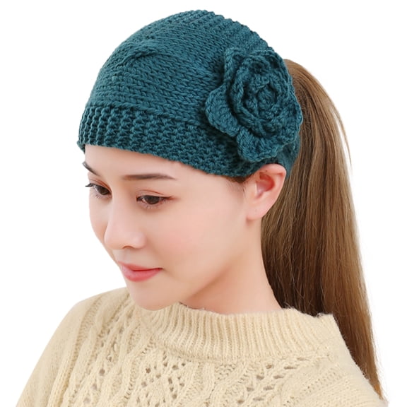 EnJoCho Teen Girls Quick Drying Headbands Autumn Spring Warm Knitted Yarn Headband Hat Flower Headband Headdress Covered HeadBand