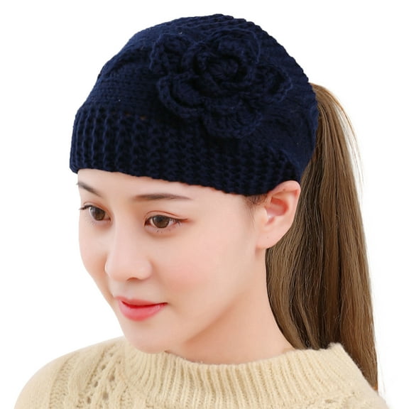 EnJoCho Teen Girls Quick Drying Headbands Autumn Spring Warm Knitted Yarn Headband Hat Flower Headband Headdress Covered HeadBand