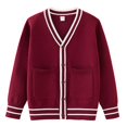 thumbnail image 1 of EnJoCho Teen Girls V Neck Cardigan Long Sleeve Oversized Button Down Open Front Knitted Sweater School Unifor𝗆s Fall Coat Preschool Cardigan Lightweight, 1 of 7