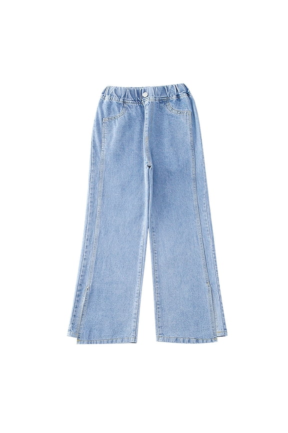 Teen Girls Wide Leg Jeans Baggy Casual πΈ2k Streetwear Open Bottom Straight Denim Pants Summer Trousers Loose Fit Stretch Comfort Jeans
