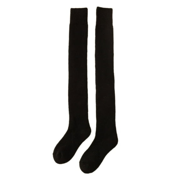 EnJoCho Thickened Warm Wool Over Knee Socks Stockings For Women Wool Circle Solid Colour Autumn Winter High Wool Thigh Socks With