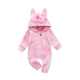thumbnail image 1 of EnJoCho Tie-Dye Bunny Print Romper - Easy-Zip Baby Jumpsuit with Long Sleeves, Multi-Season Playdate Essential (3-9 Months,Pink), 1 of 8