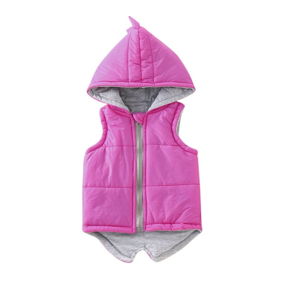 EnJoCho Toddler Baby 3D Dinosaur Puffer Vest Cotton Lined Sleeveless Hooded Jacket Kids Insulated Quilted Waistcoat Windproof Outdoor Winter Fall