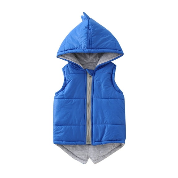 EnJoCho Toddler Baby 3D Dinosaur Puffer Vest Cotton Lined Sleeveless Hooded Jacket Kids Insulated Quilted Waistcoat Windproof Outdoor Winter Fall