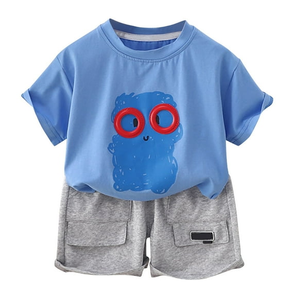 EnJoCho Toddler Baby Boy Summer Clothes Letter Graphic Short Sleeve Shirt T-Shirt Tops + Casual Shorts Outfit Set