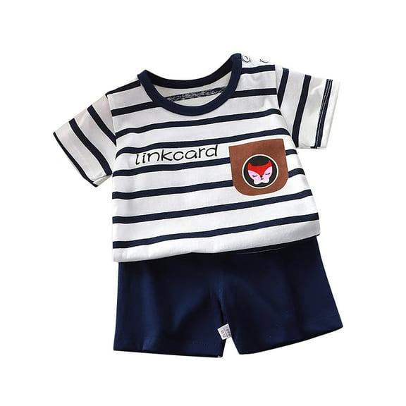 EnJoCho Toddler Baby Boy Summer Outfit Boys Summer Cartoon Printing Short Sleeve T-shirt Top Elastic Waist Shorts 2PC Set Summer Outfit 2Pcs