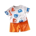 thumbnail image 1 of EnJoCho Toddler Baby Boy Summer Outfit Boys Summer Cartoon Printing Short Sleeve T-shirt Top Elastic Waist Shorts 2PC Set Summer Outfit 2Pcs, 1 of 4