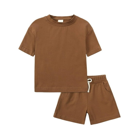 EnJoCho Toddler Baby Boys 2pc T-Shirt Shorts Sets Plain Lightweight Summer Casual Tees Pants Outfits Cute Crew Neck Playwear Comfortable Two Piece Matching Set Boys Clothes