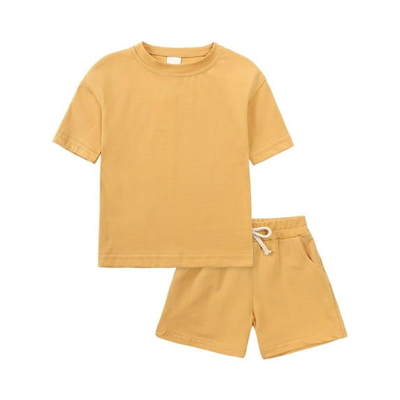 EnJoCho Toddler Baby Boys 2pc T-Shirt Shorts Sets Plain Lightweight Summer Casual Tees Pants Outfits Cute Crew Neck Playwear Comfortable Two Piece Matching Set Boys Clothes