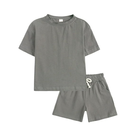 EnJoCho Toddler Baby Boys 2pc T-Shirt Shorts Sets Plain Lightweight Summer Casual Tees Pants Outfits Cute Crew Neck Playwear Comfortable Two Piece Matching Set Boys Clothes