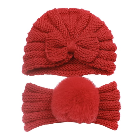 EnJoCho Toddler Baby Boys Girls Knitted Cap Soft Knotted Elastics Turban Hat Headband Set Kids Casual Fashion Headwear Accessories