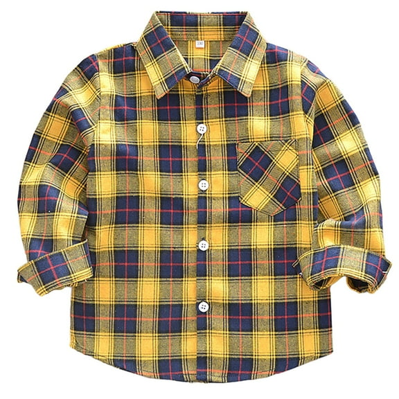 EnJoCho Toddler Baby Boys Girls Plaid Flannel Long Sleeve Button Down Shirt Shacket Coat Kids Fall Winter Jacket Outerwear Warm Top Wear