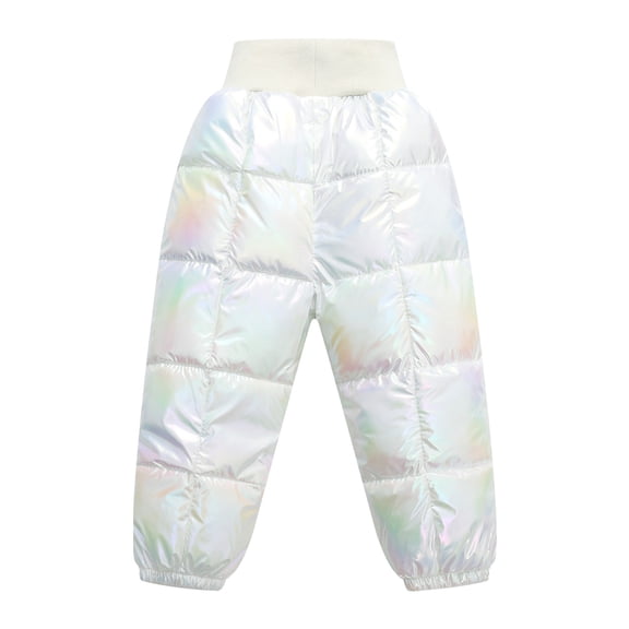 EnJoCho Toddler Baby Boys Girls Snow Puffer Pants Thick Quilted Warm Kids Shiny Windproof Thermal Ski Trousers Elastic Waist Winter Play Gear Cold Weather
