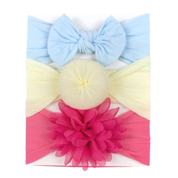 EnJoCho Toddler Baby Boys Girls Stretch Solid Lace Flower Knotted Hairband Headband 3pcs Set Kids Casual Fashion Headwear Accessories
