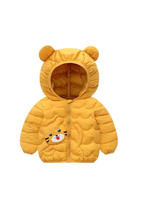 Toddler Baby Boys Girls Winter Down Coats Be𝖺r Ears Hooded Carton Lightweight Puffer Jacket Outerwear Kids Coat Warm Outwear
