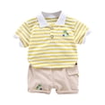 thumbnail image 1 of EnJoCho Toddler Baby Boys Summer Short Sleeve Shirts Set 2 Piece Striped Outfits Cute Casual Spring Soft Clothes, 1 of 9