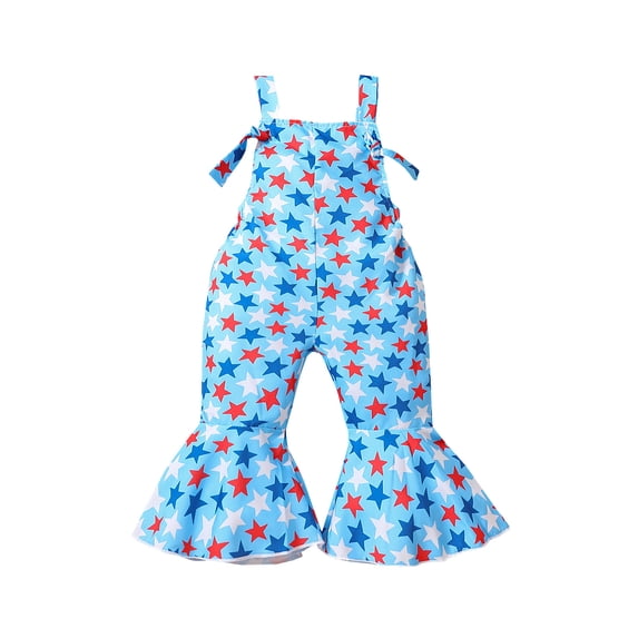 EnJoCho Toddler Baby Girl 4th of July Outfit Fourth of July 𝖱omper USA Jumpsuit Independence Day Overalls Bell Bottoms Jumpsuit