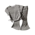 thumbnail image 1 of EnJoCho Toddler Baby Girls Clothes Set 2 Piece Summer Outfits Solid Short Sleeve T-Shirts Tee & Flared Pants Sets 12M-6 Years, 1 of 9