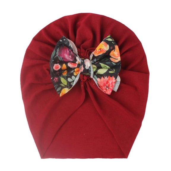 EnJoCho Toddler Baby Girls Floral Bow Knotted Hat Cap Beanie Headwear Accessories Toddler Kids Soft Home Outing Headband