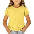 thumbnail image 1 of EnJoCho Toddler Baby Girls Puff Ruffle Sleeve Shirt Short Sleeved Versatile Top T Shirt Basic Plain Cotton T-Shirts Tops Tee Clothes Casual Comfortable Fashion Cute, 1 of 4