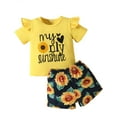 thumbnail image 1 of EnJoCho Toddler Baby Kids Girls Christmas Patchwork Pullover Tops Pants Hat Set Outfits Beautiful Yellow Sunflowers and Letters Print 2pc Set Children Cute Daily Wear Clothing, 1 of 4