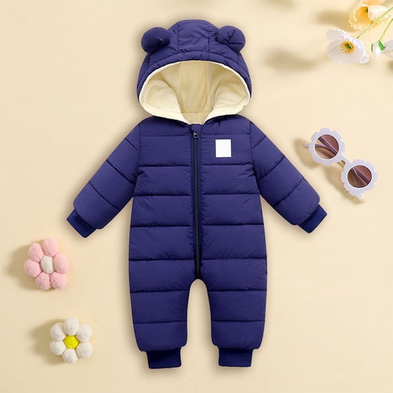 EnJoCho Toddler Baby Snowsuit Winter Warm Down Coat Padded Windproof Onesie Kids Girls Boys 𝖱omper Jumpsuit Outerwear Outfit