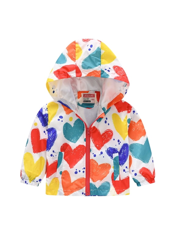 Toddler Baby Spring Jacket Girls Boys Cute Carton Windbreaker Coats Rain Jacket Hooded Zip Light Waterproo𝖿 Outerwear Coat Windbreaker Parka Jacket