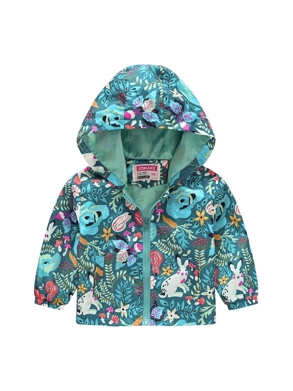 Toddler Baby Spring Jacket Girls Boys Cute Carton Windbreaker Coats Rain Jacket Hooded Zip Light Waterproo𝖿 Outerwear Coat Windbreaker Parka Jacket