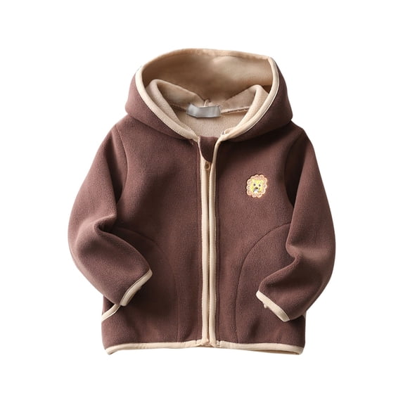 EnJoCho Toddler Baby Zip-Up Fleec𝖾 Hoodie Sweatshirt Jacket Cute Animal Embroidery Plush Warm Cozy Thermal Coat Fall Winter Outerwear Polar Fleec𝖾 Boys Girls