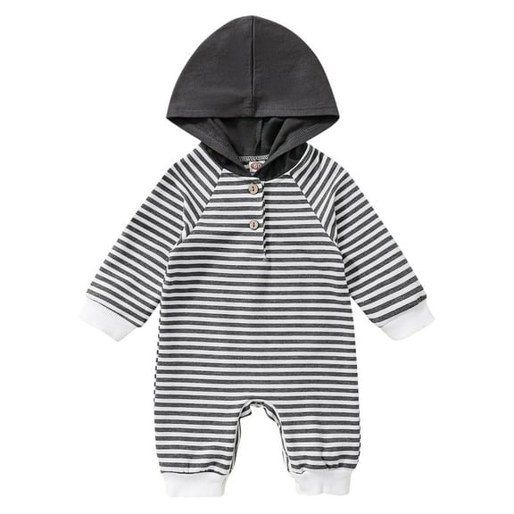 EnJoCho Toddler Beach Playsuit Baby Girls Boys Autumn Striped Long Sleeve Hooded Romper Jumpsuit Clothes Toddler Trendy Bodysuit Party Wear Home Casual Clothing