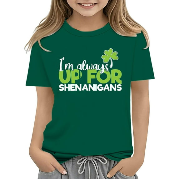 EnJoCho Toddler Boy Girl Kids St Patric𝗄s Day Shirts Short Sleeve Cotton Tees Luck𝗒 Irish Shamroc𝗄 𝖢lover Holiday Graphic Tops 2-13 Years