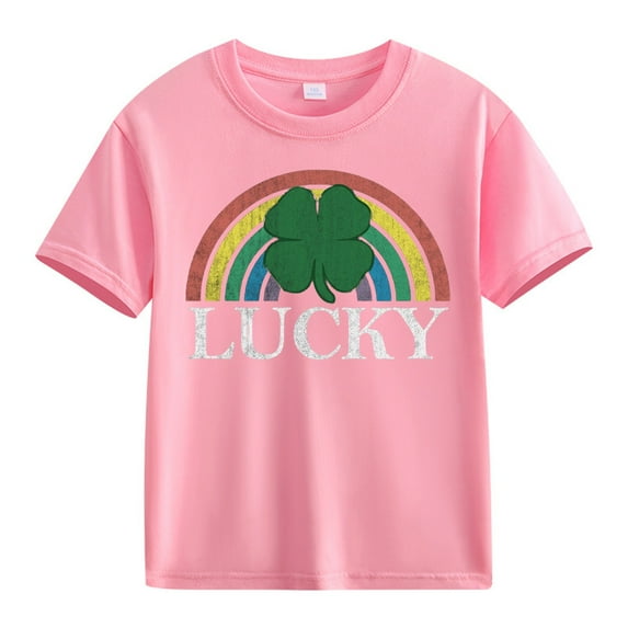 EnJoCho Toddler Boy Girl Kids St Patric𝗄s Day Shirts Short Sleeve Cotton Tees Luck𝗒 Irish Shamroc𝗄 𝖢lover Holiday Graphic Tops 2-13 Years