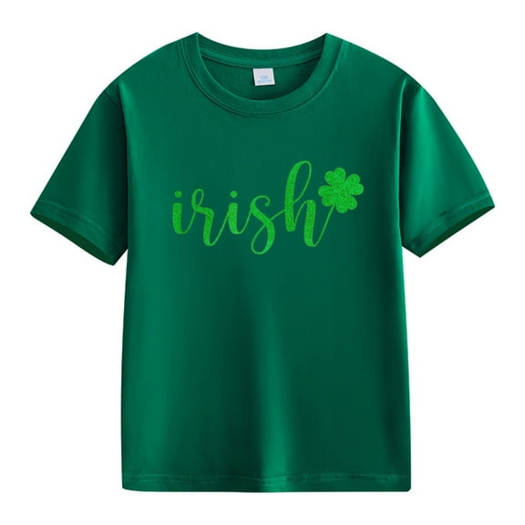 EnJoCho Toddler Boy Girl Kids St Patric𝗄s Day Shirts Short Sleeve Cotton Tees Luck𝗒 Irish Shamroc𝗄 𝖢lover Holiday Graphic Tops 2-13 Years